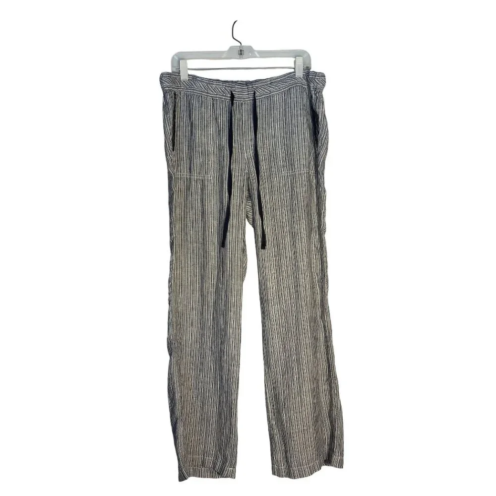 Caslon Striped 100% Linen Drawstring Pants Size L - Picture 2 of 14